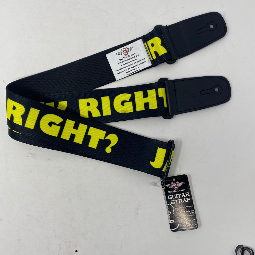 Buckle-Down Guitar Strap Black Yellow Just Right? Graphic Made in USA NEW